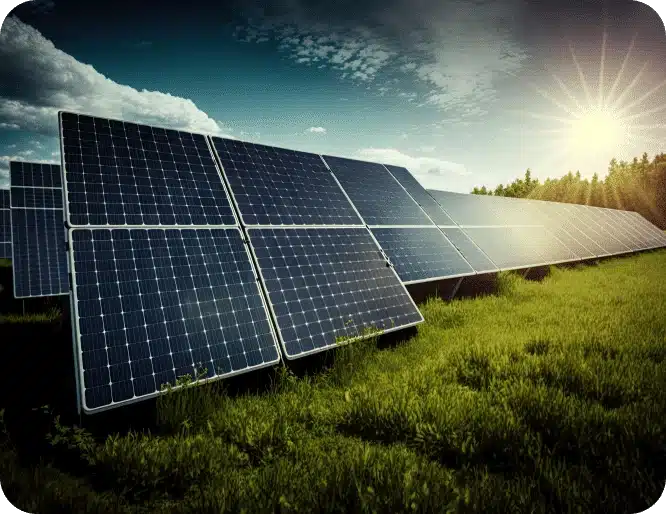 Bright Fox AI support image with solar panels symbolizing AI-driven O&M for energy project equipment